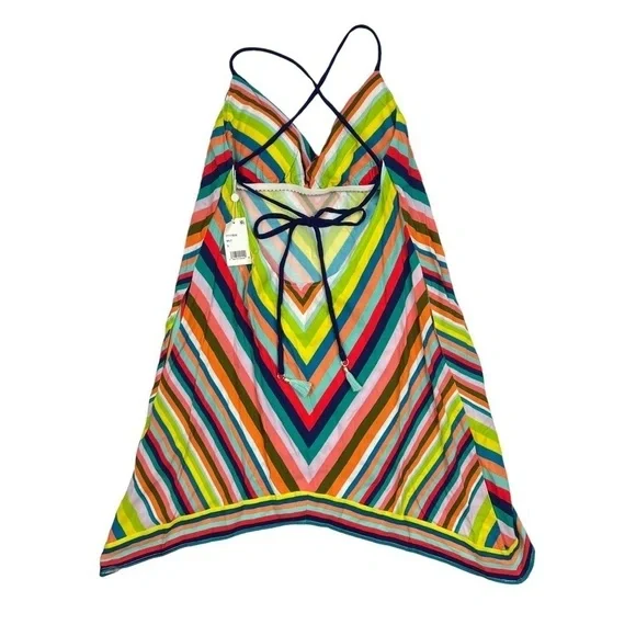 NWT Trina Turk Multicolor Aveiro Striped Scarf Coverup Dress